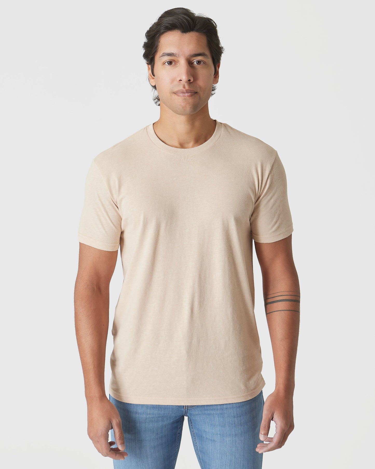 Light Camel Cream Heather Classic Crew Neck