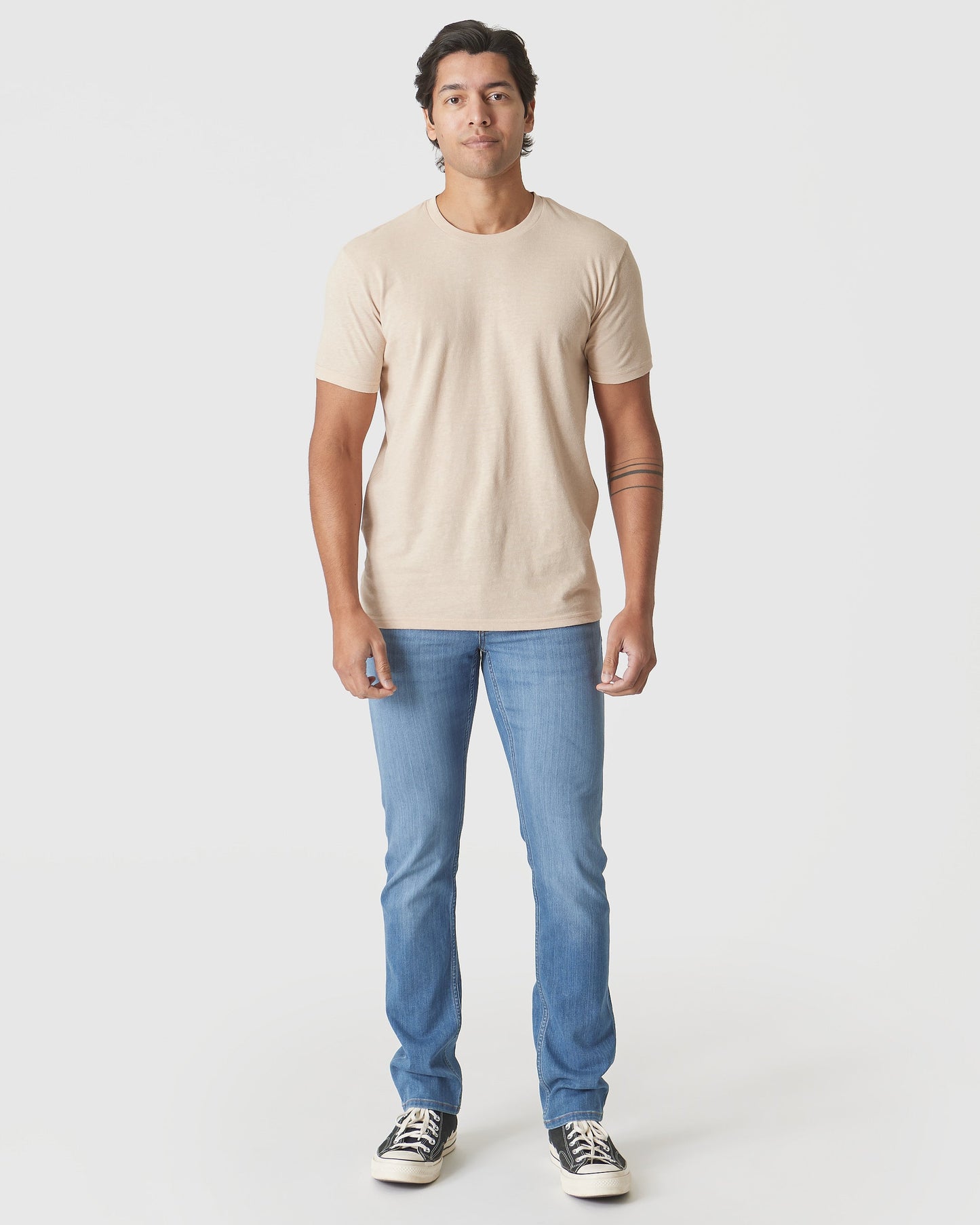Light Camel Cream Heather Classic Crew Neck