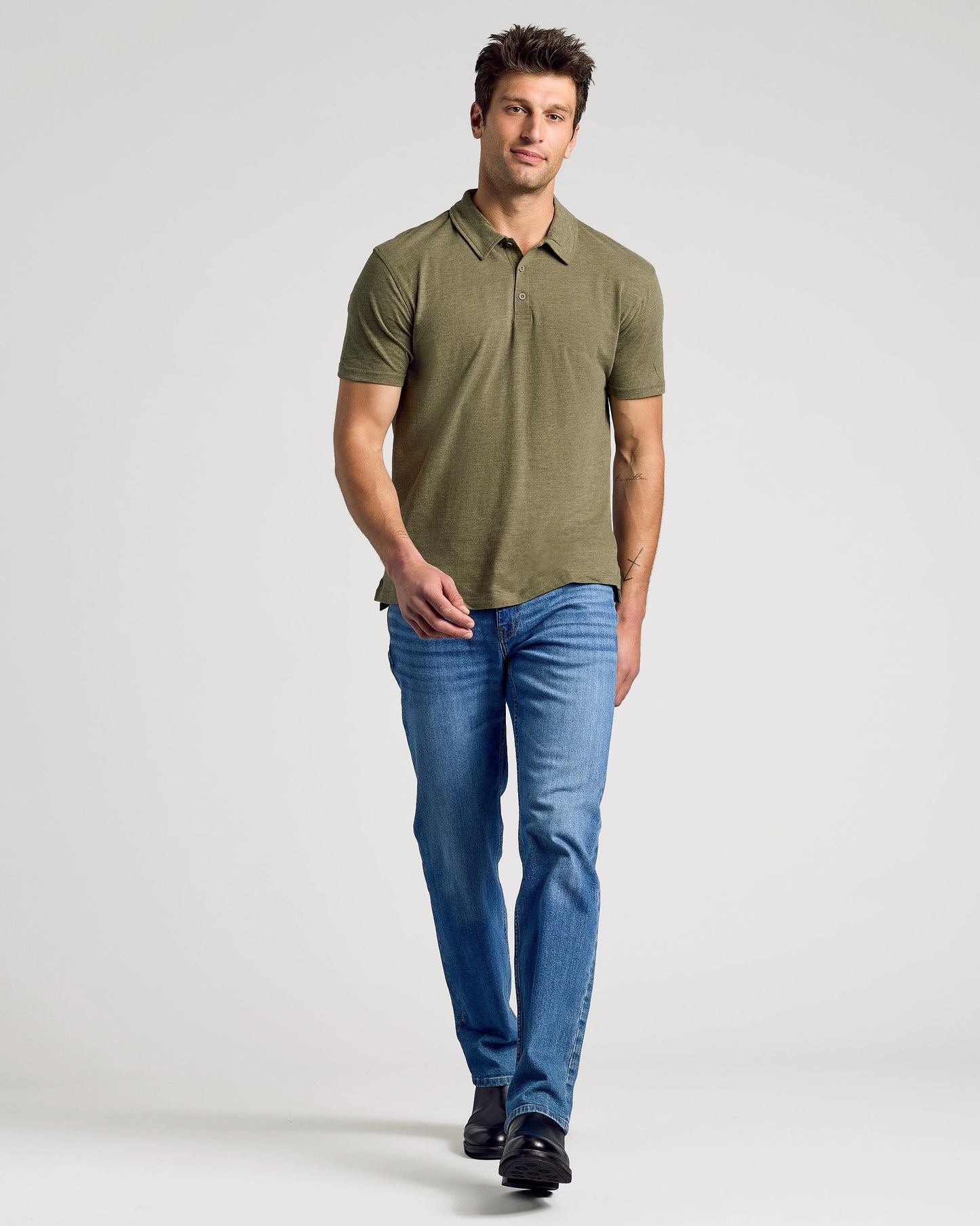 Heather Military Green Short Sleeve polo