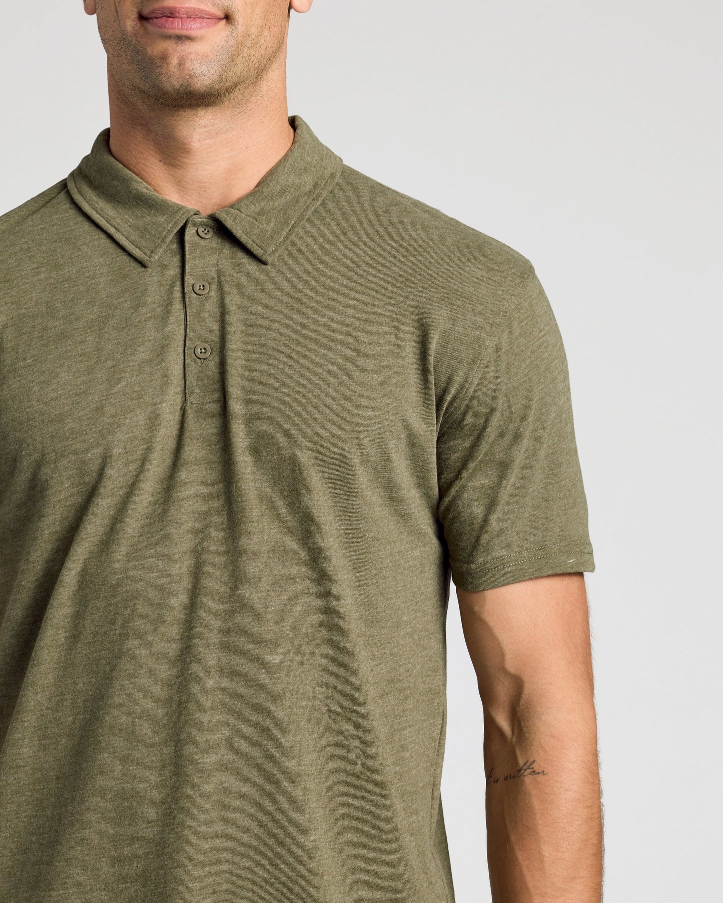 Heather Military Green Short Sleeve polo