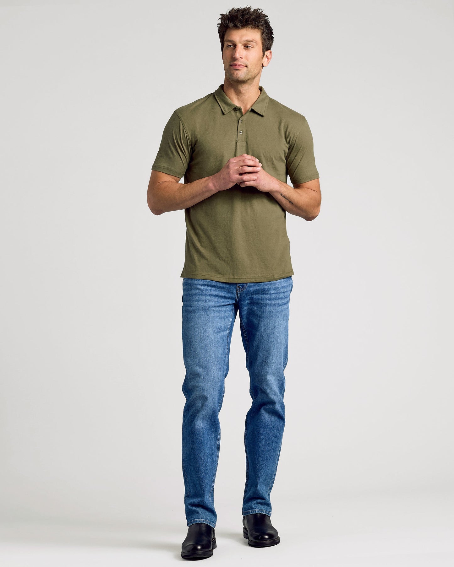 Military Green Short Sleeve Polo