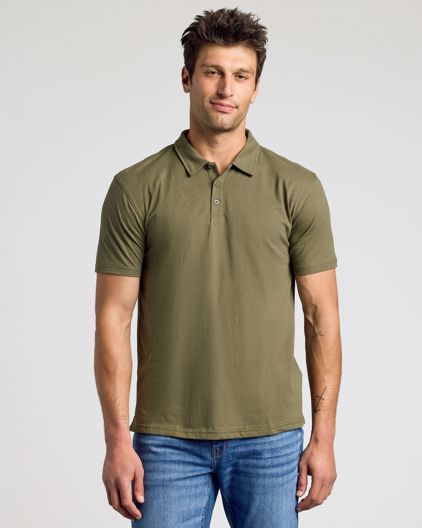 Military Green Short Sleeve Polo