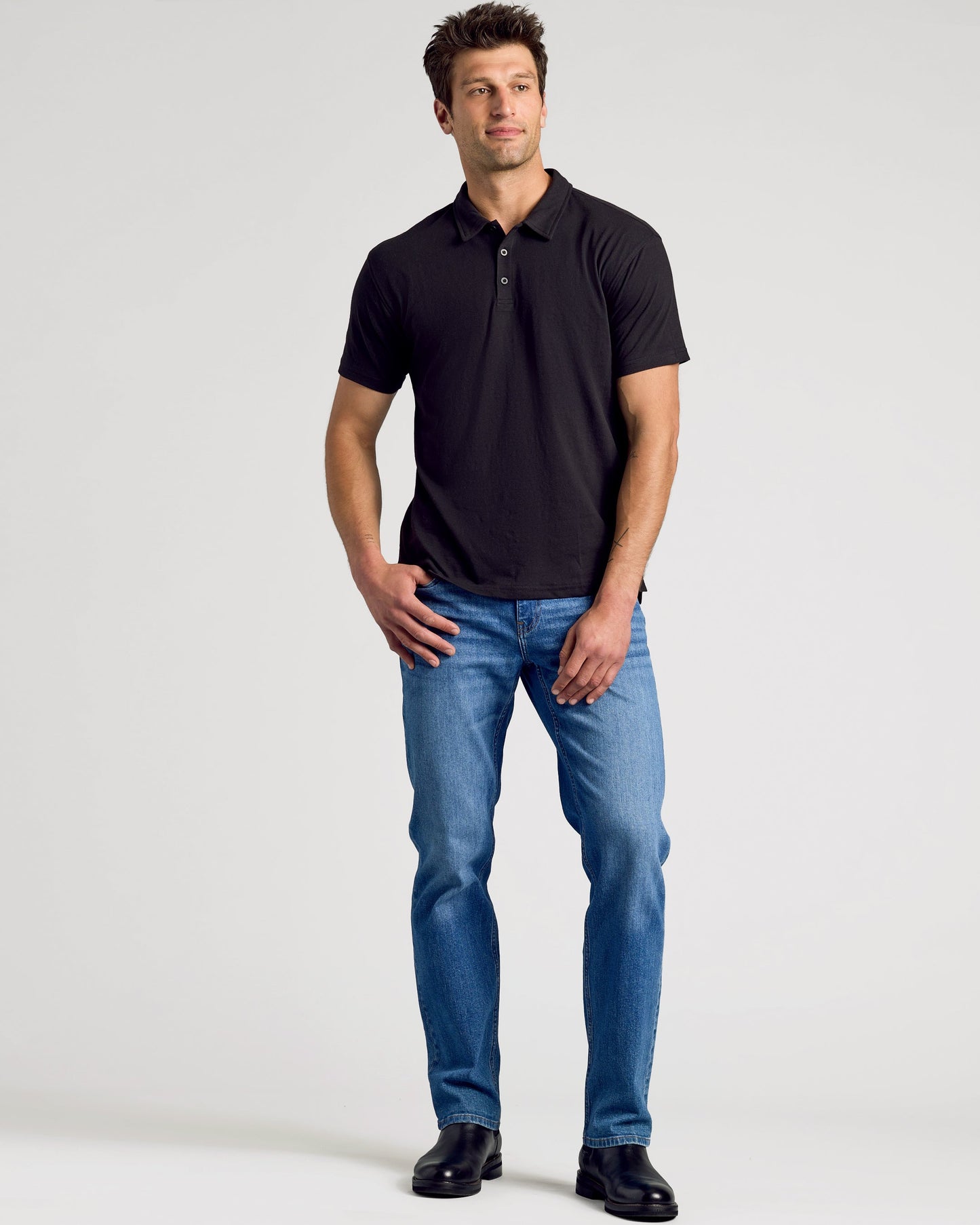 Black Short Sleeve Polo