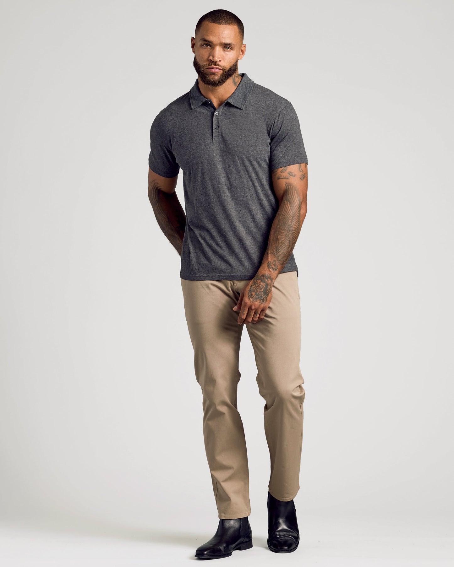 Charcoal Heather Gray Short Sleeve Polo