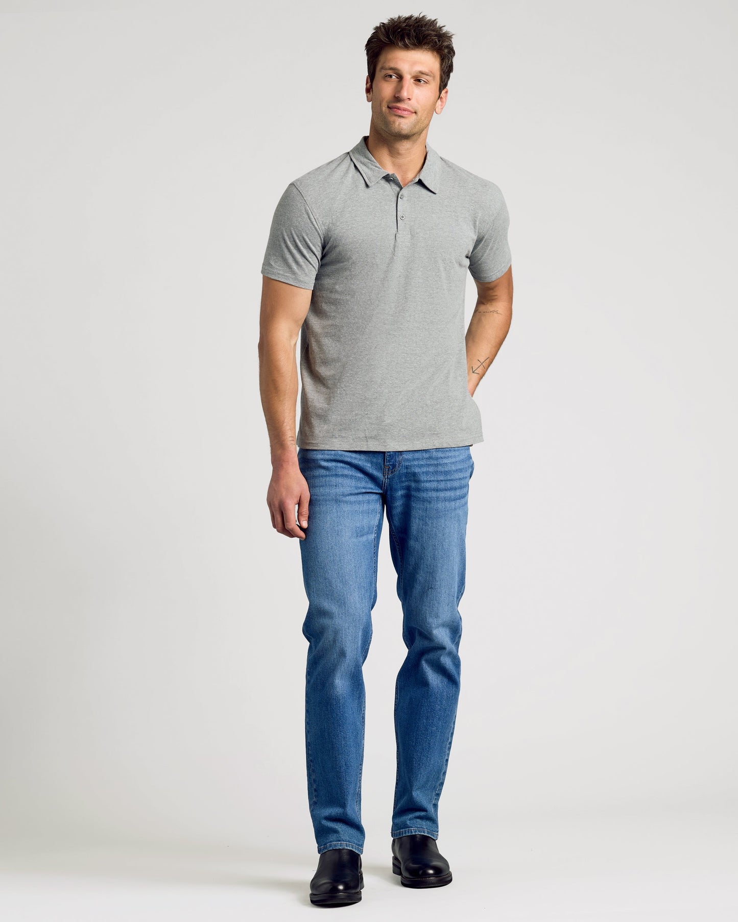 Heather Gray Short Sleeve Polo