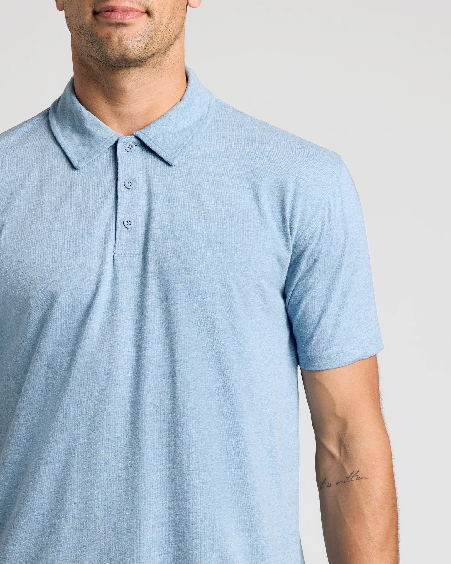 Heather Indigo Short Sleeve Polo