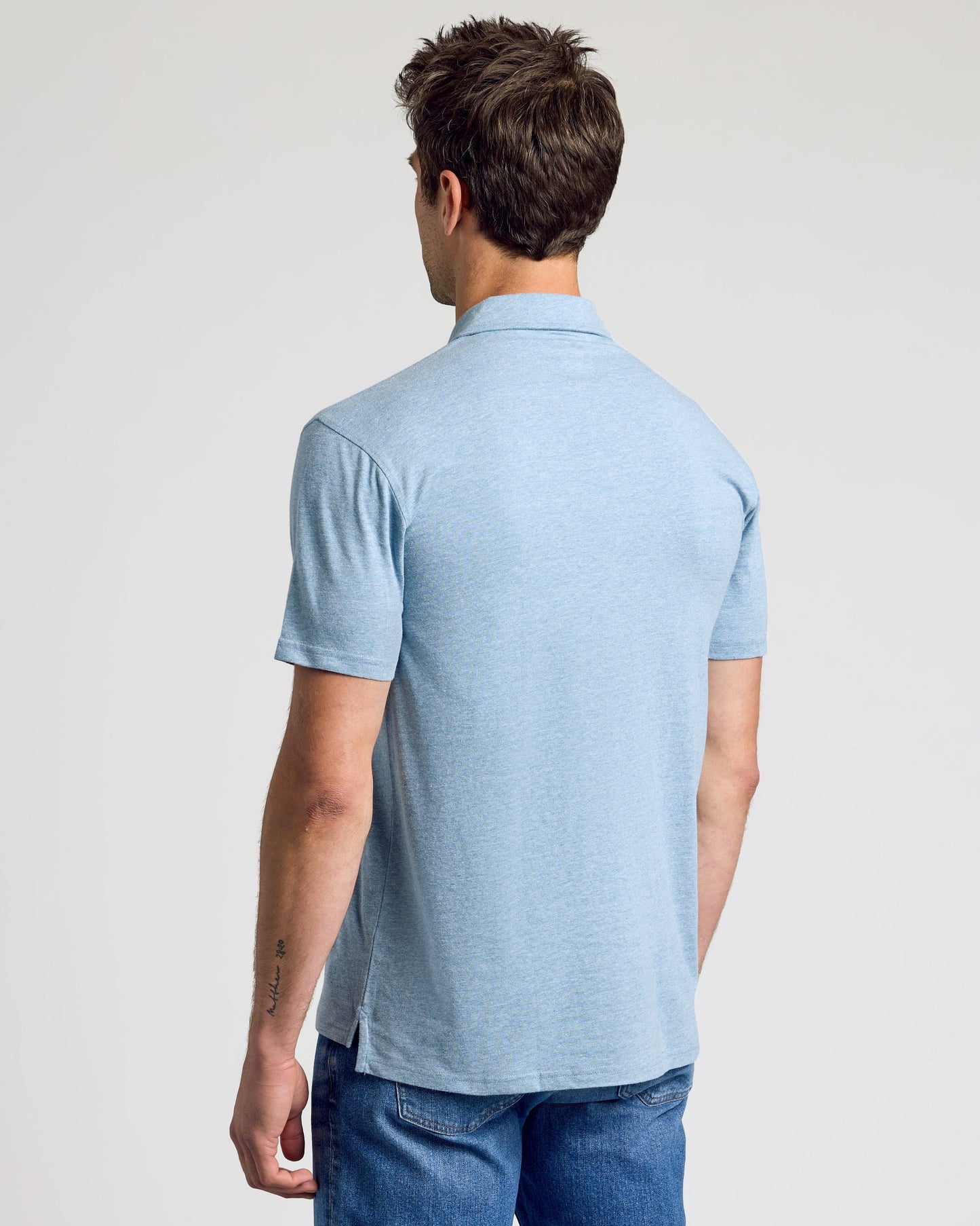 Heather Indigo Short Sleeve Polo