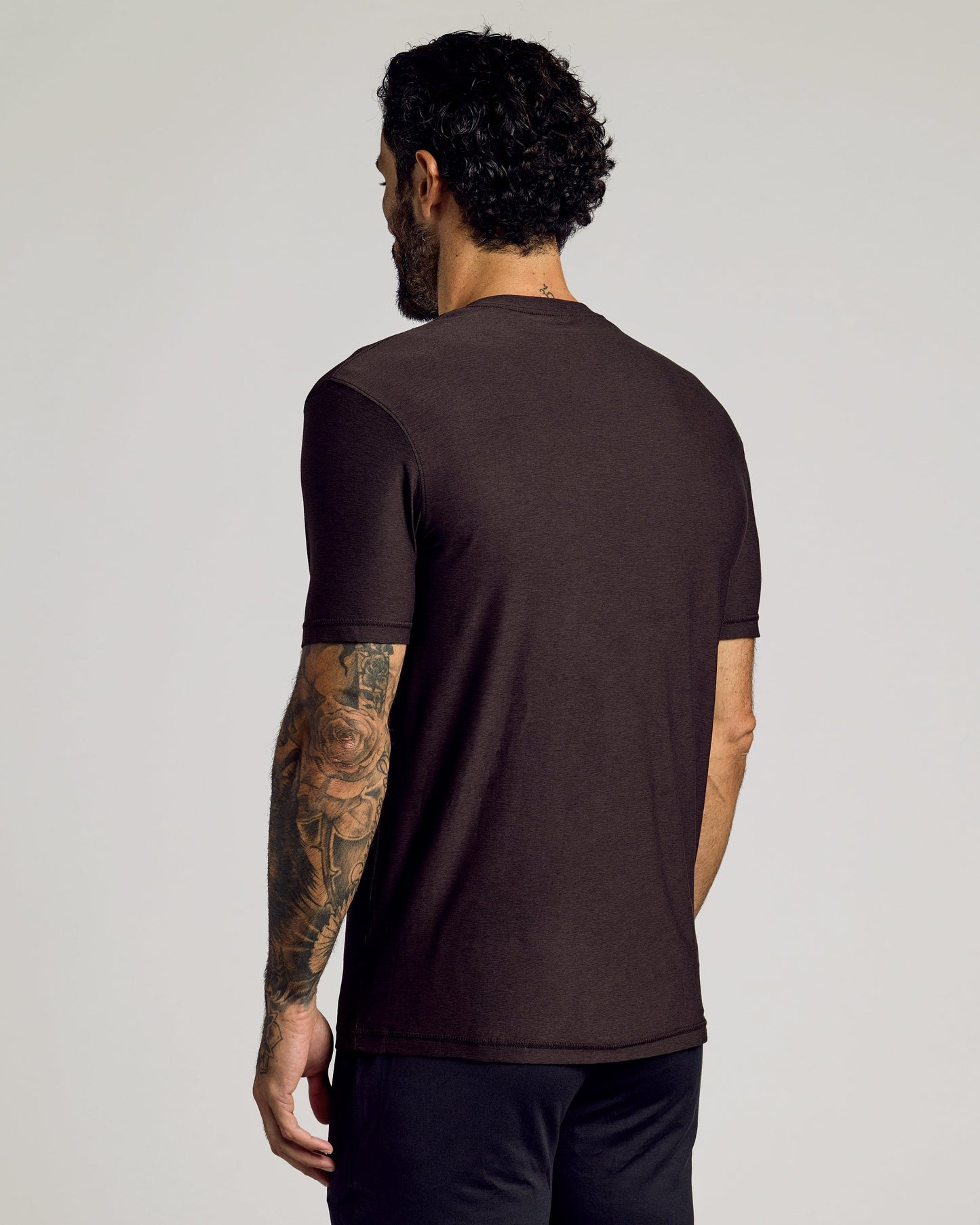Dark Heather Cocoa Active Crew Neck Tee
