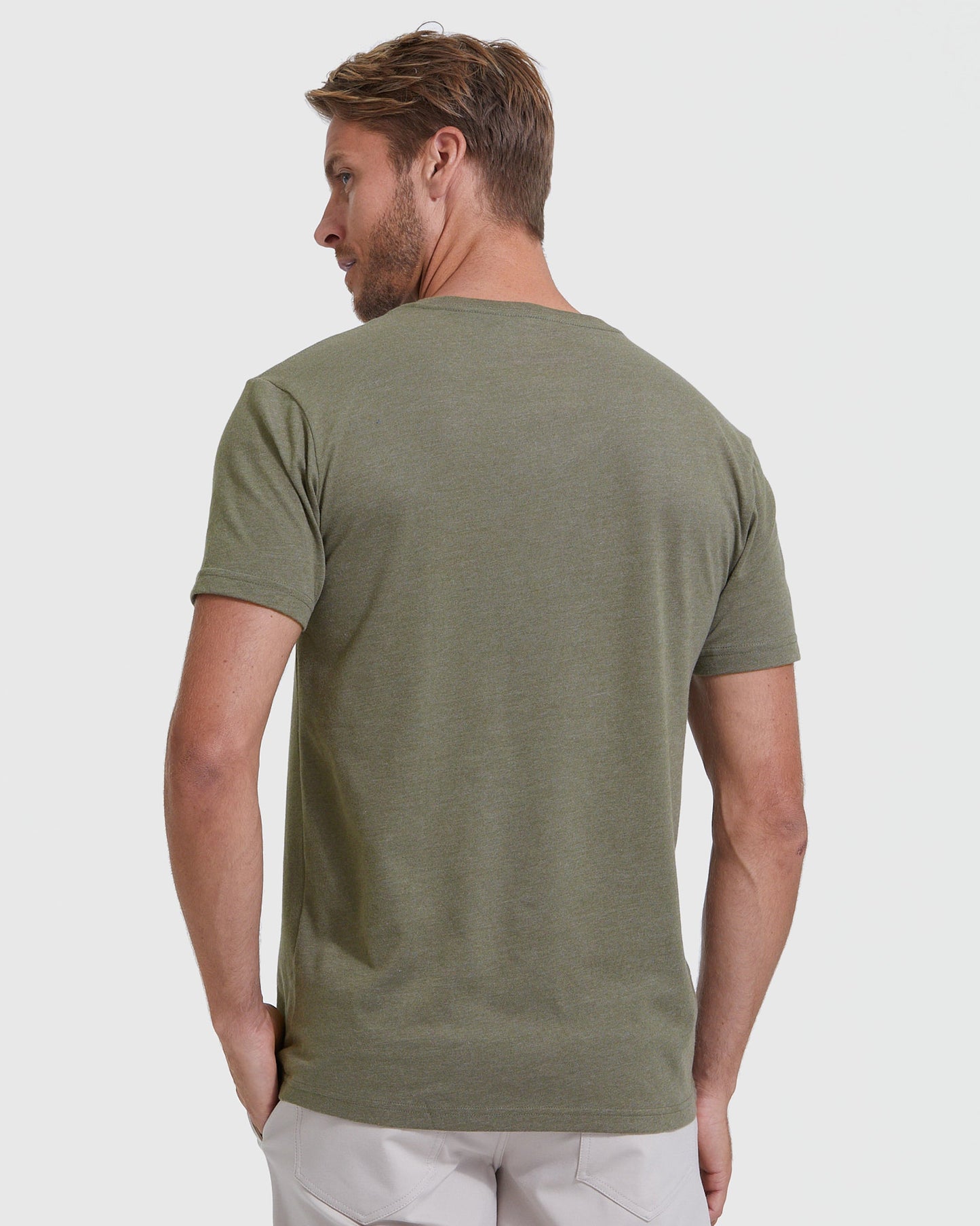 Heather Military Green Classic V-Neck