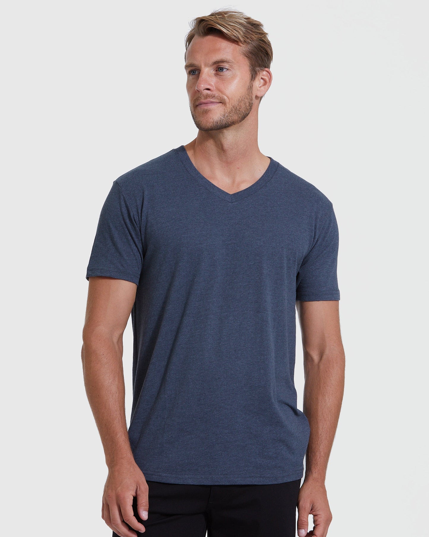 Heather Navy Classic V-Neck