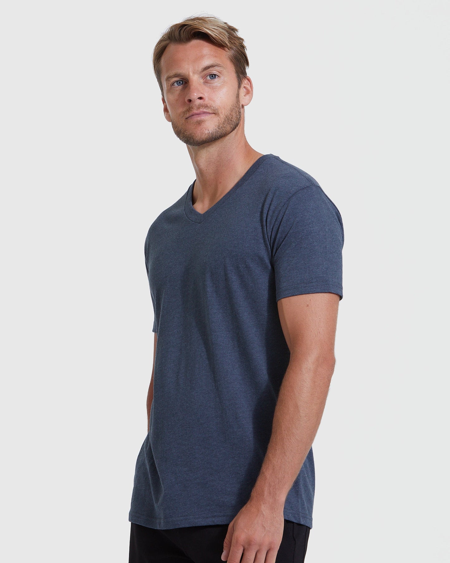 Heather Navy Classic V-Neck