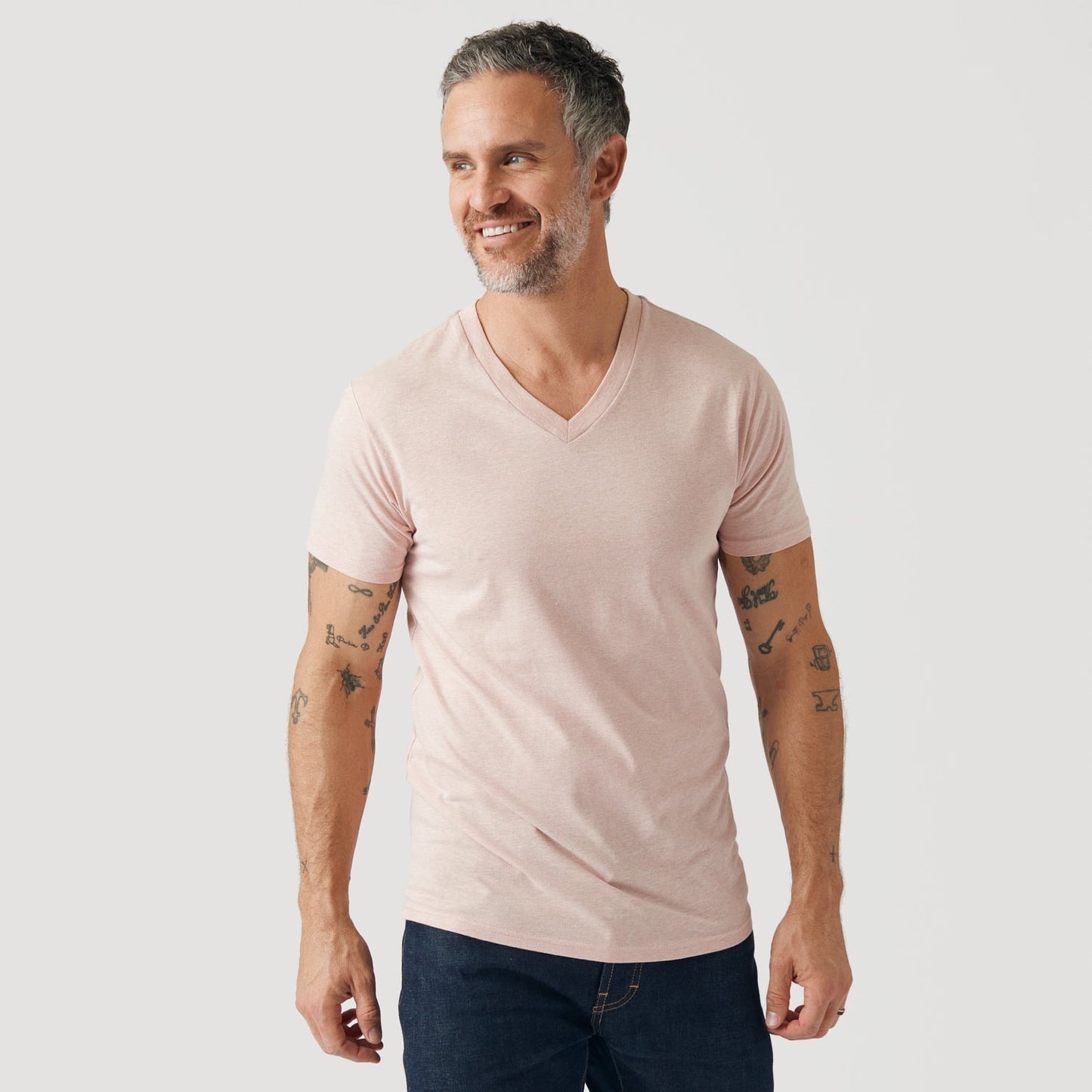 Heather Dusty Pink Classic V-Neck