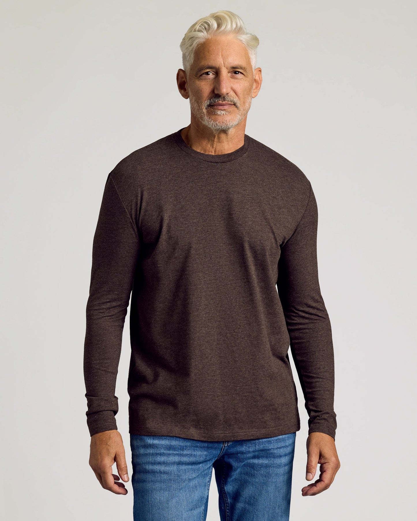Dark Heather Cocoa Classic Long Sleeve Crew Neck