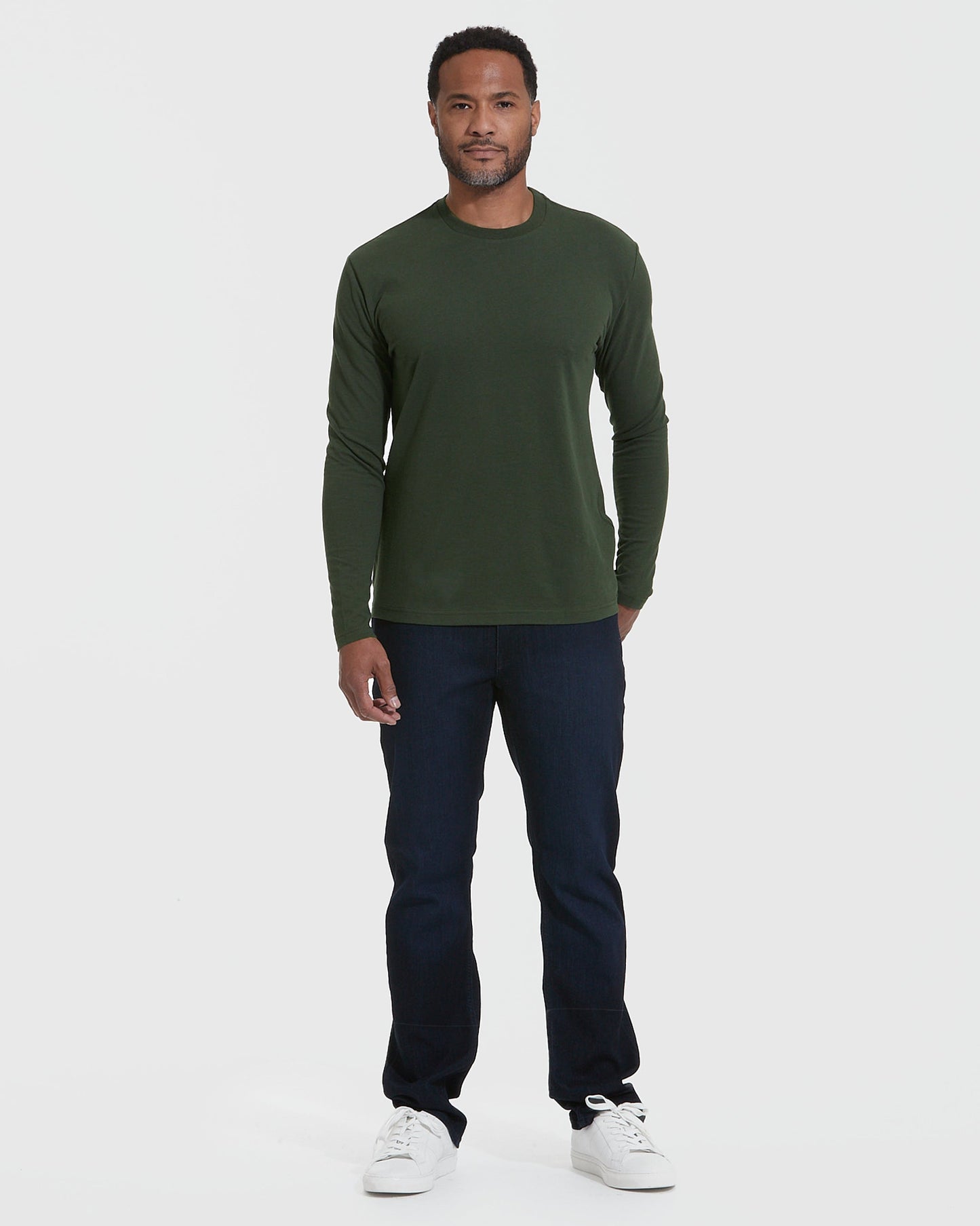 Dark Olive Classic Long Sleeve Crew Neck