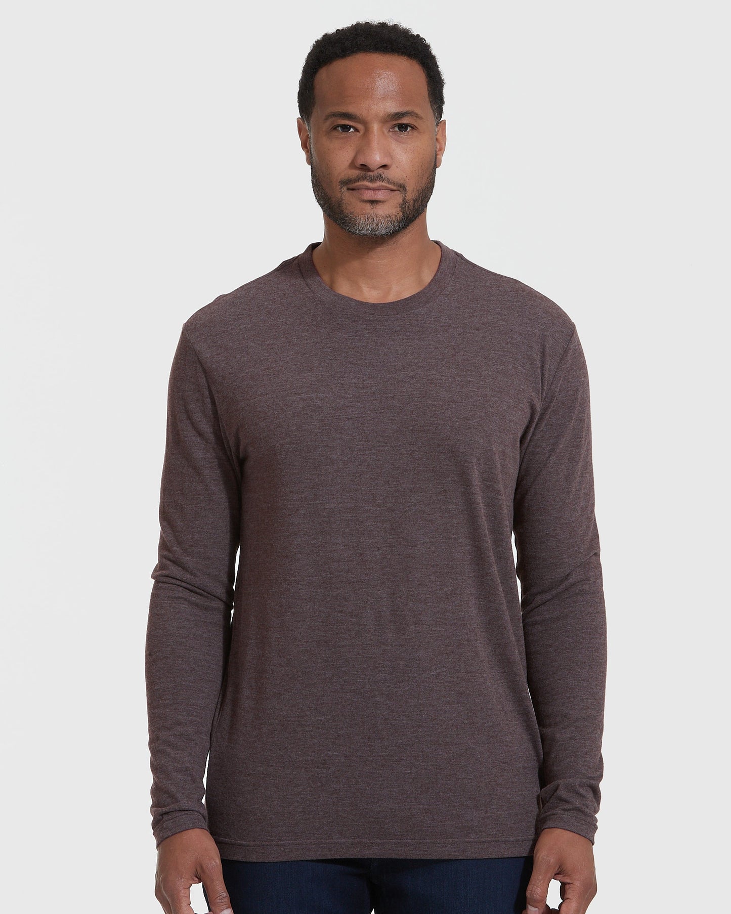 Heather Dark Oak Classic Long Sleeve Crew Neck