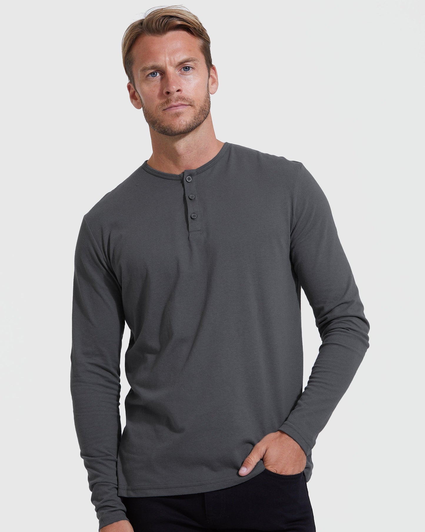 Monochrome Long Sleeve Henley 3-Pack