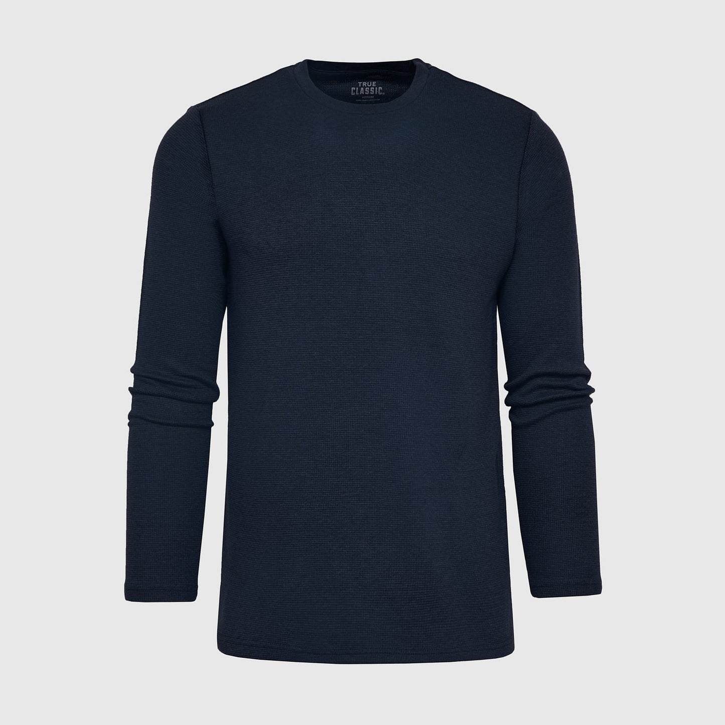 Navy Waffle Long Sleeve Crew Neck