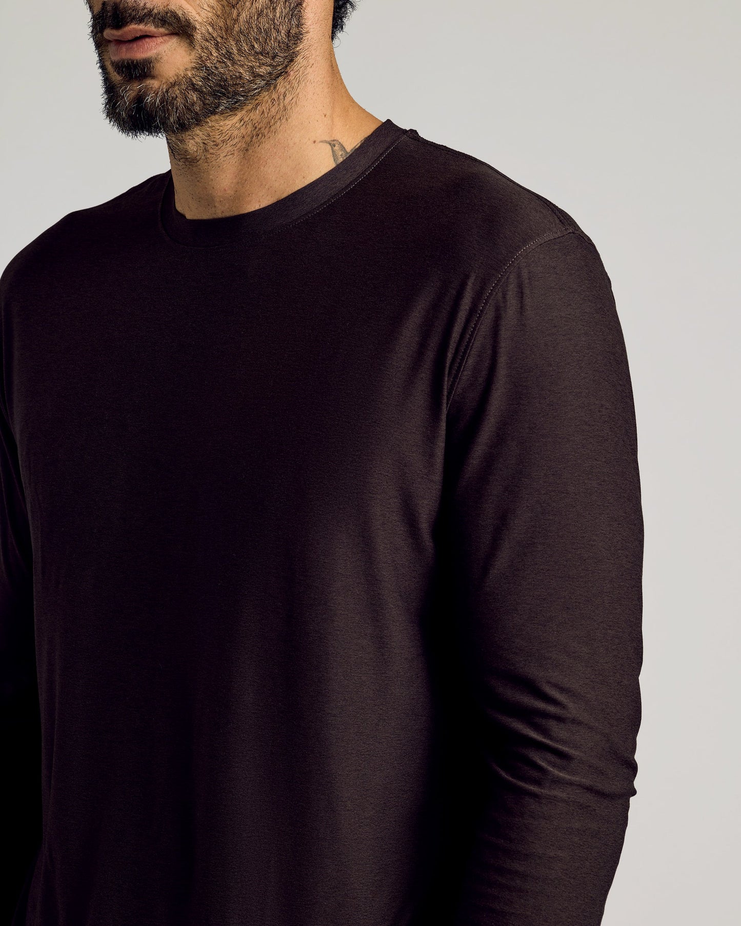 Dark Heather Cocoa Active Long Sleeve Crew T-Shirt