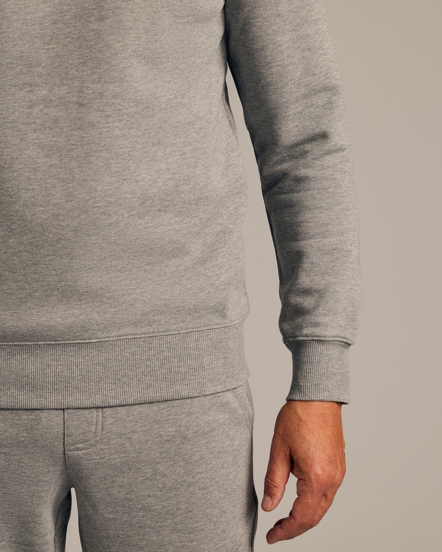 Dark Heather Gray Fleece French Terry Pullover Crew Neck
