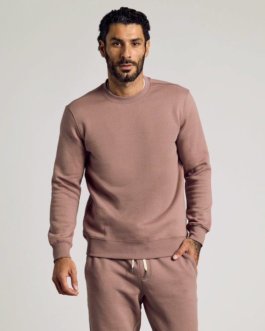 Slate Mauve Fleece French Terry Pullover Crew Neck