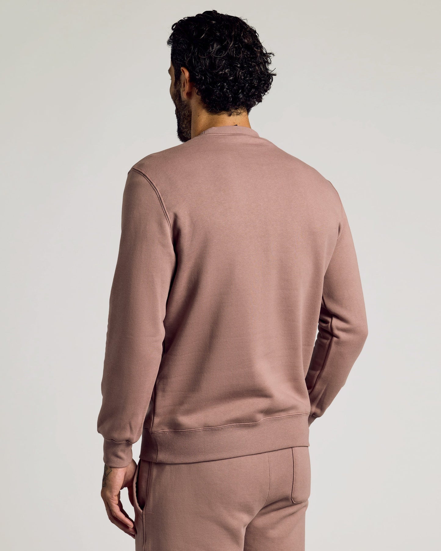 Slate Mauve Fleece French Terry Pullover Crew Neck