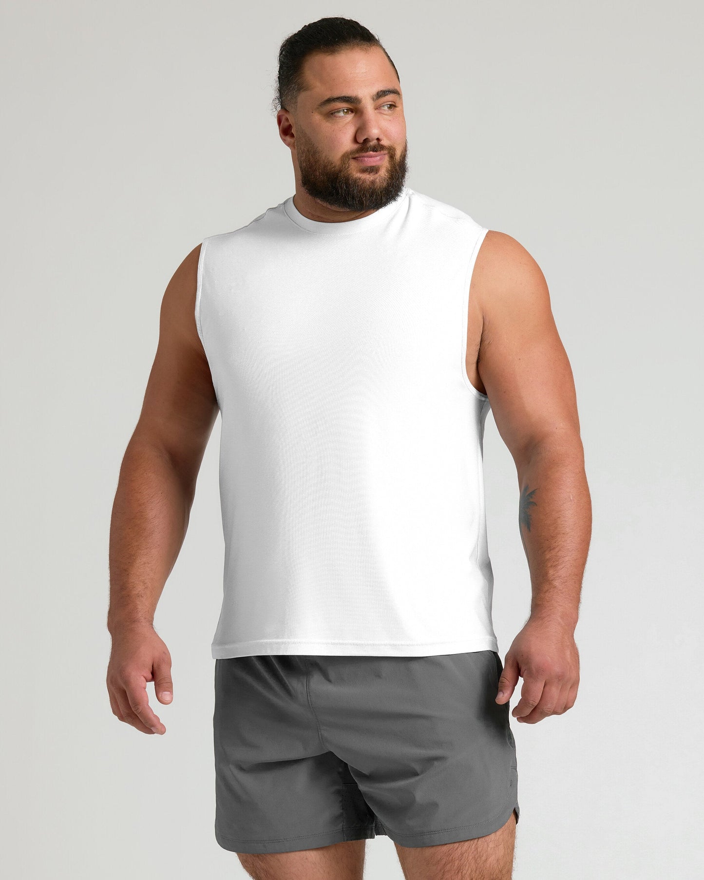 White Sleeveless Active Muscle Tee