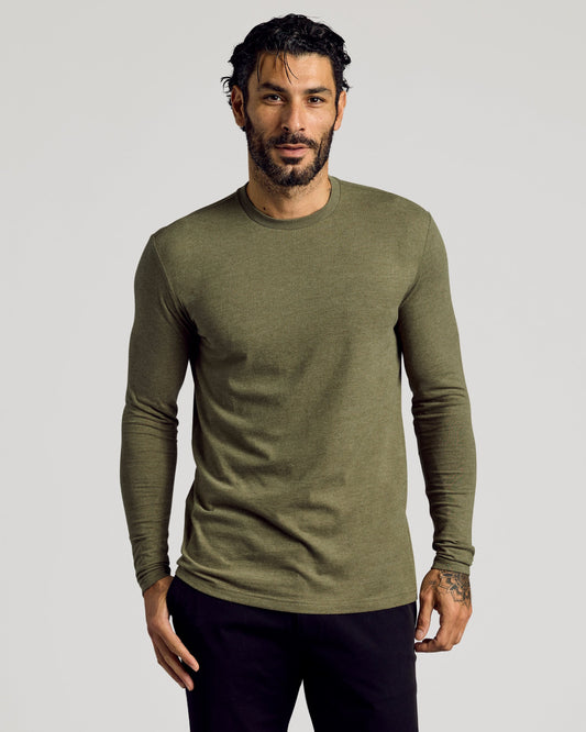Heather Military Green Tall Long Sleeve T-Shirt