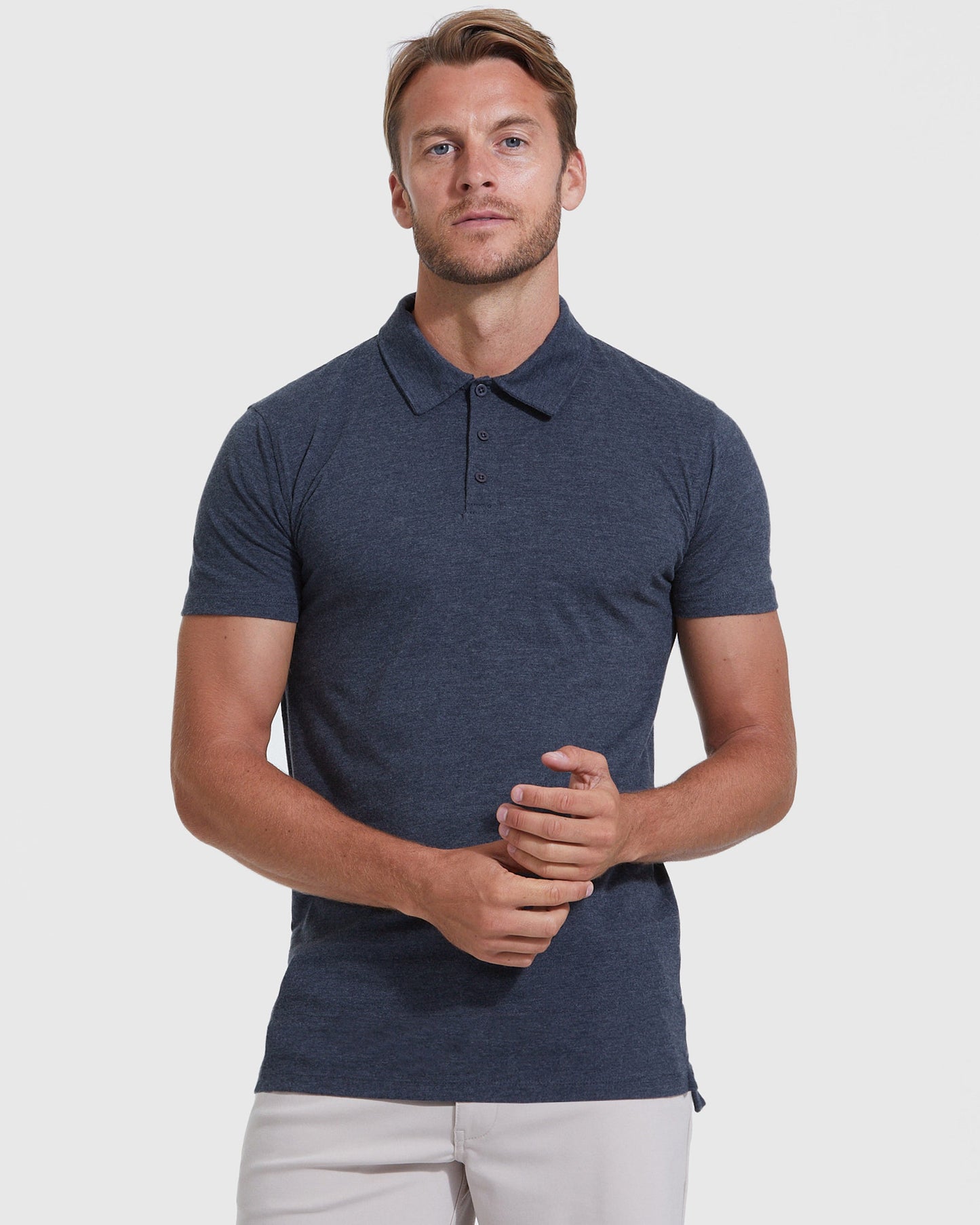 Heather Navy Short Sleeve Tall Polo