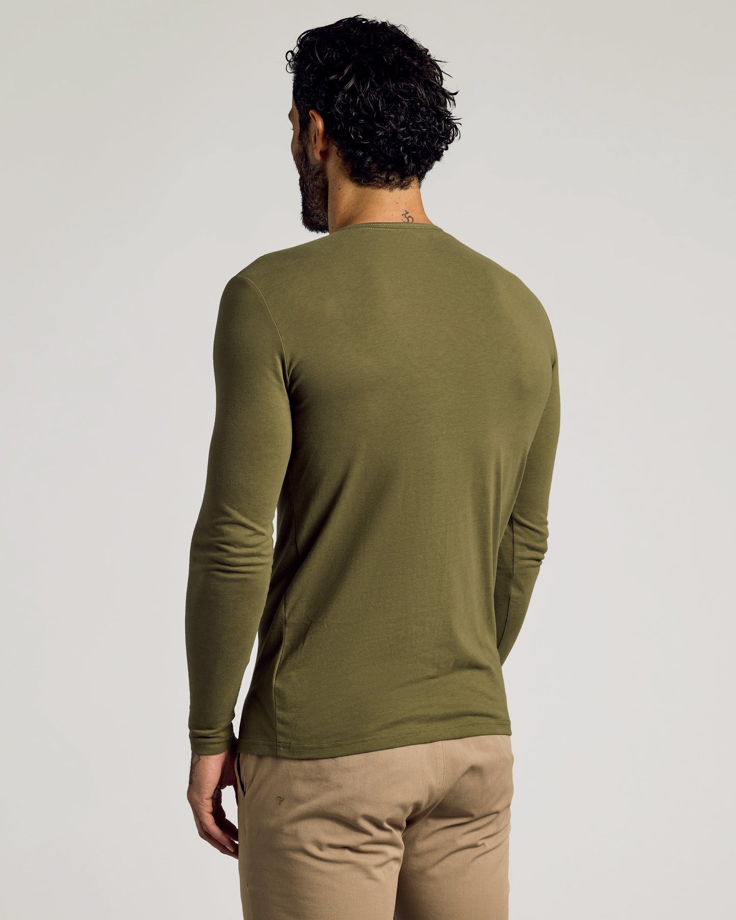 Military Green Long Sleeve Tall Classic Henley