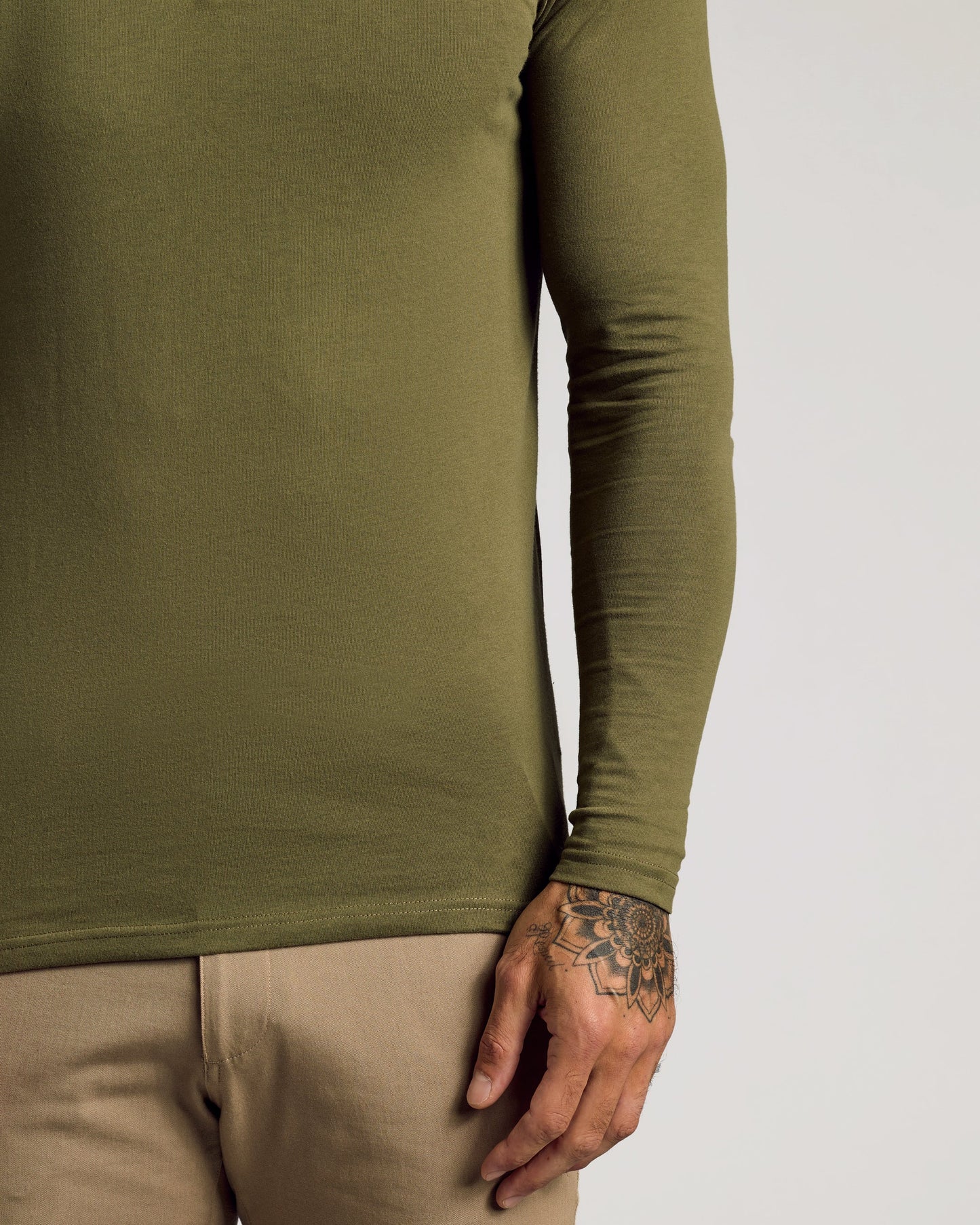 Military Green Long Sleeve Tall Classic Henley