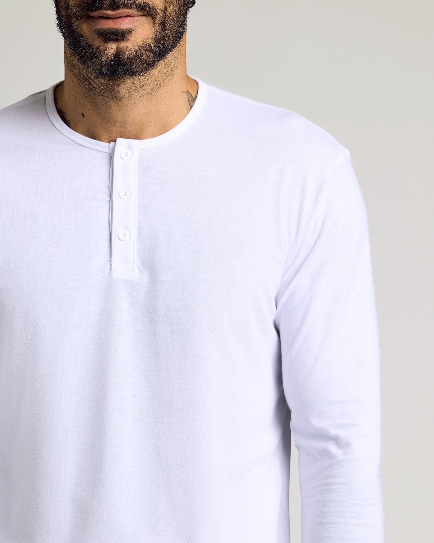 White Long Sleeve Tall Classic Henley
