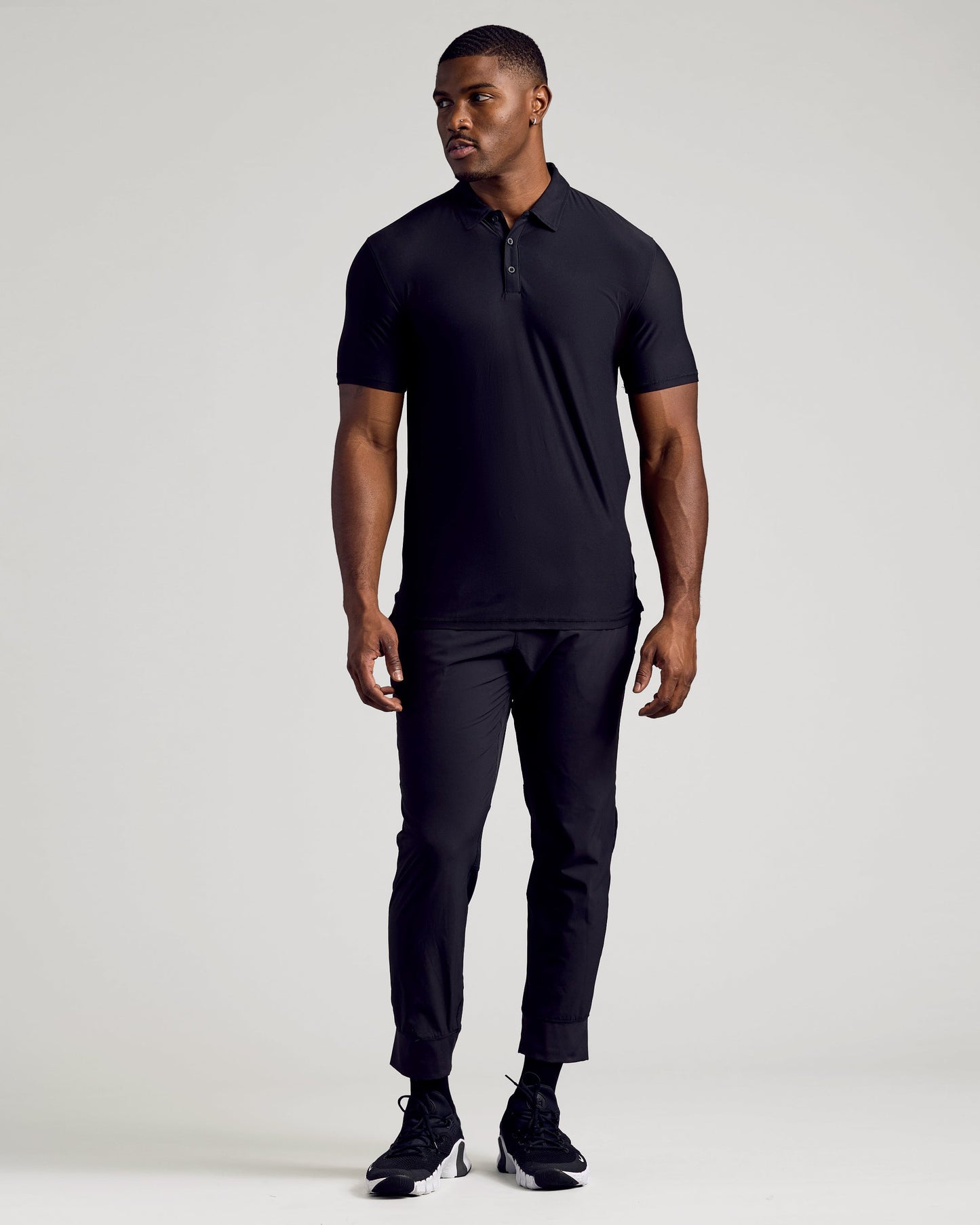 Black Short Sleeve Tall Active Polo