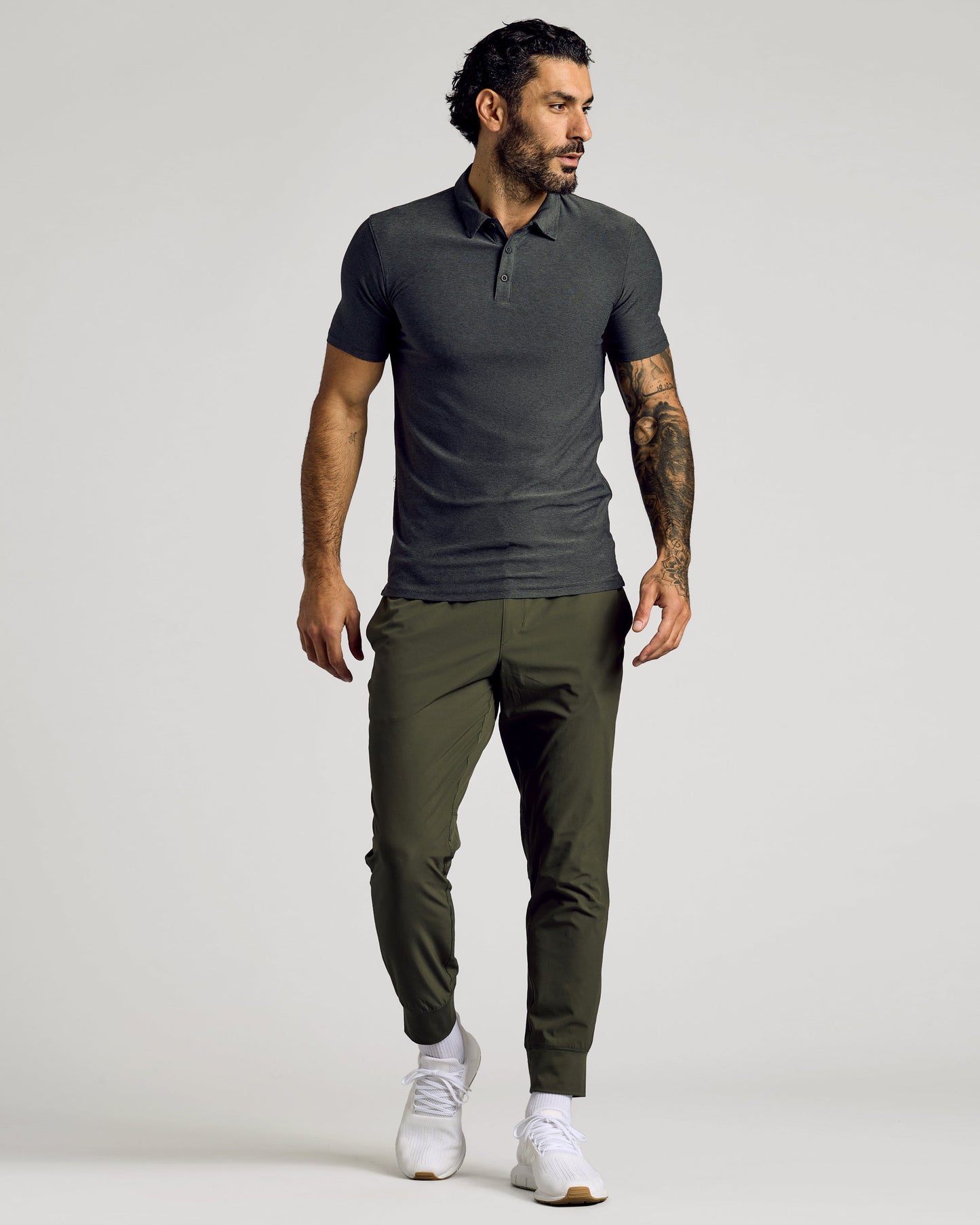 Charcoal Heather Gray Short Sleeve Tall Active Polo