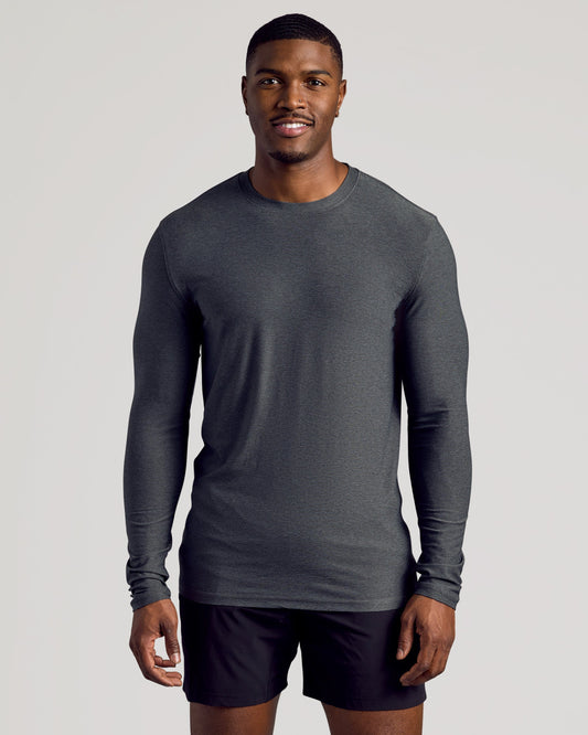 Charcoal Heather Gray Long Sleeve Tall Active Crew