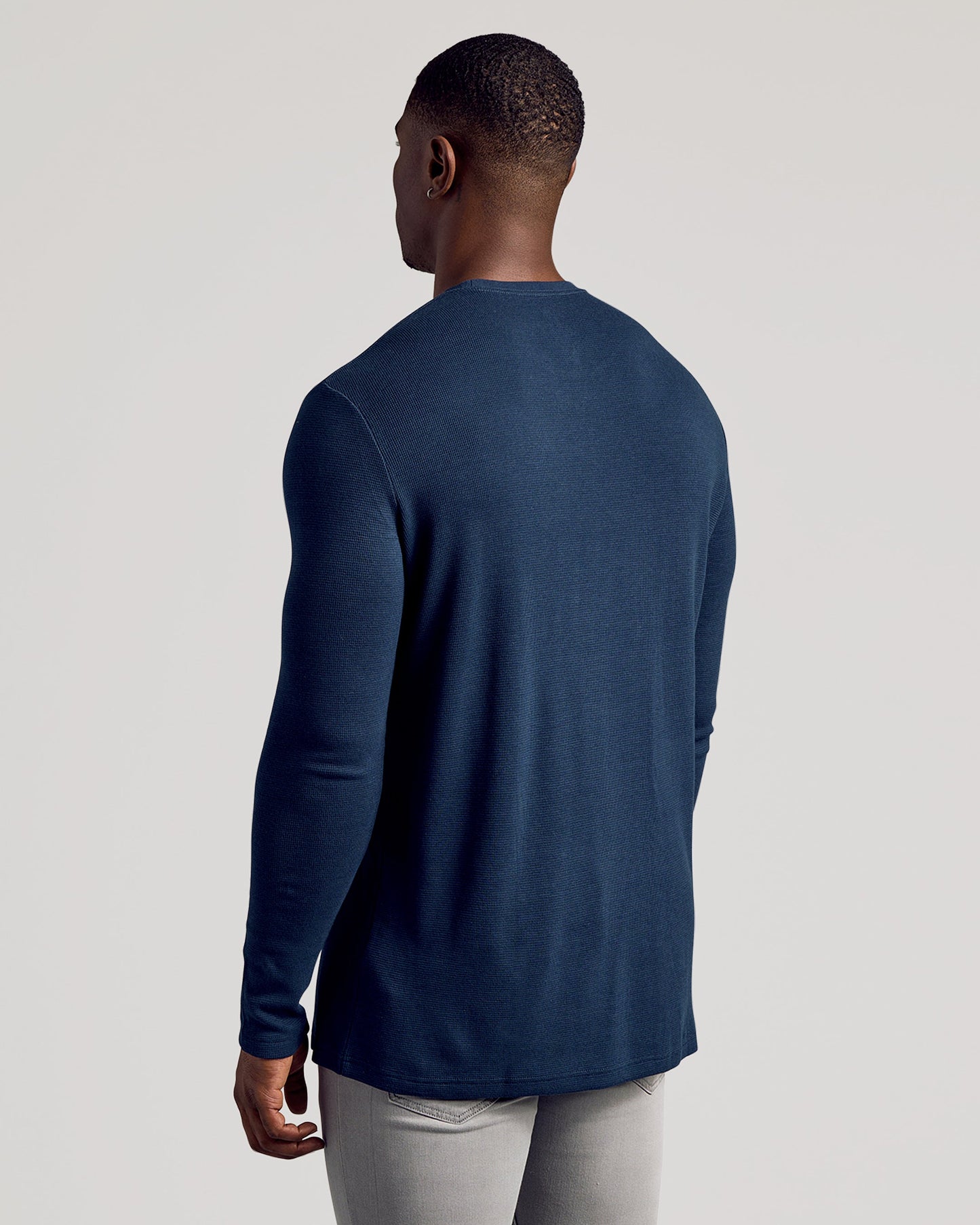 Navy Long Sleeve Tall Waffle Crew