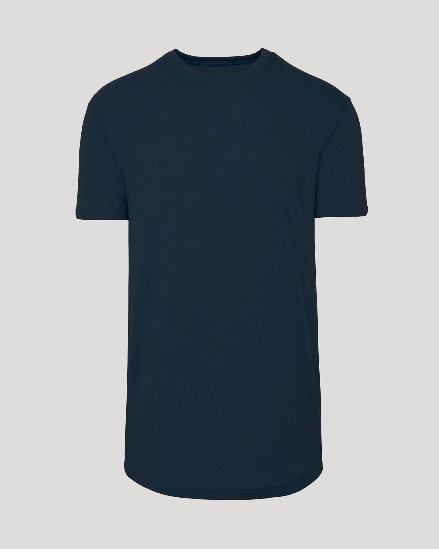 Navy Short Sleeve Tall Curved Hem Crew