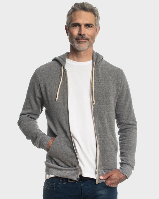 Gray Fleece Zip Hoodie
