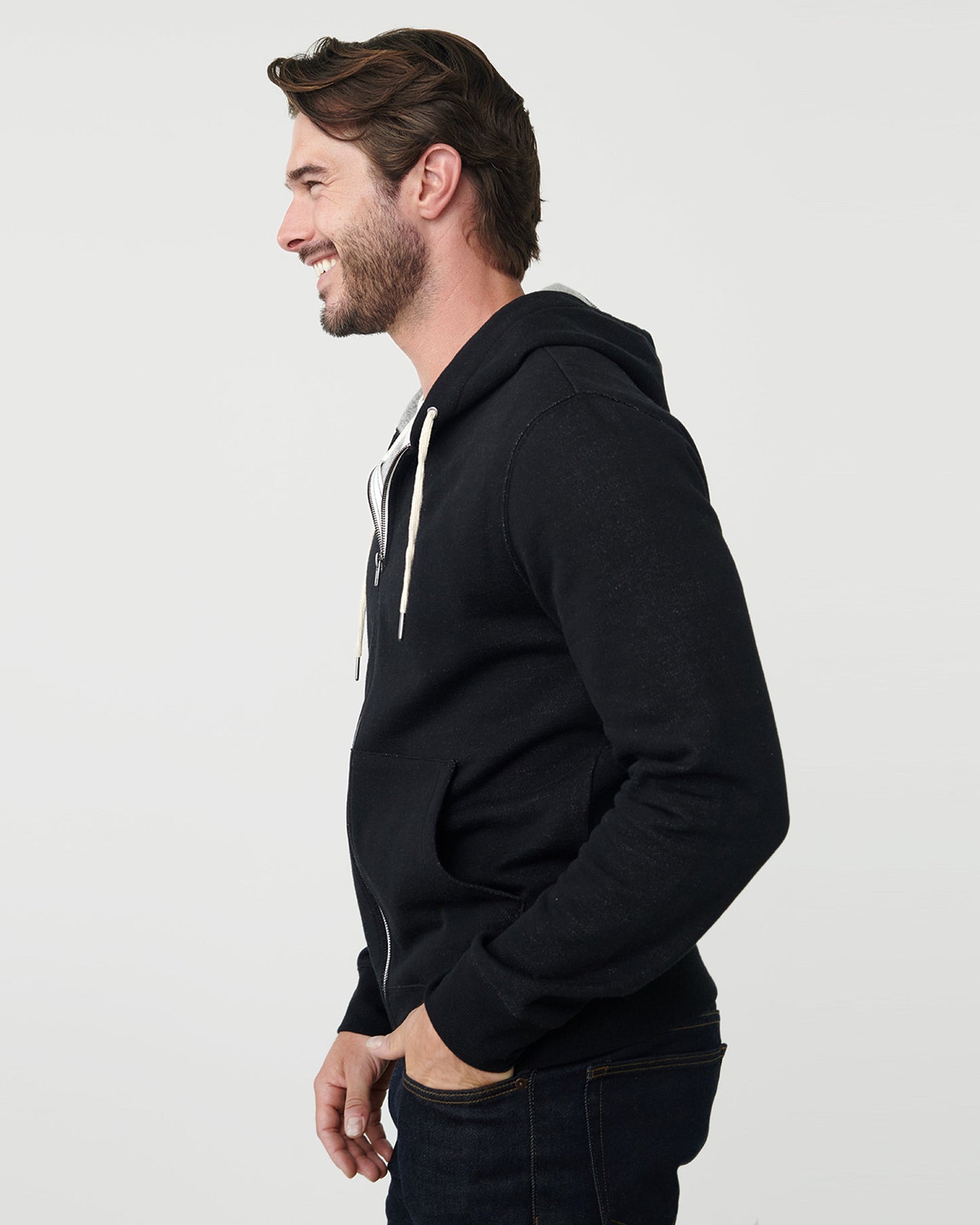 Black Zip Fleece Hoodie