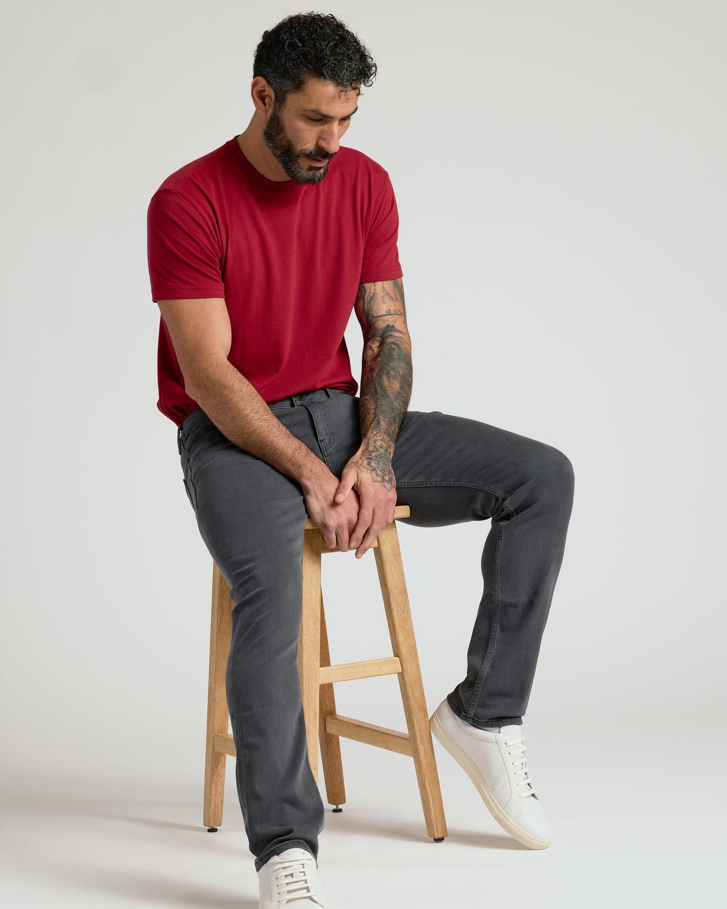 Gray Wash Straight Comfort Stretch Jeans