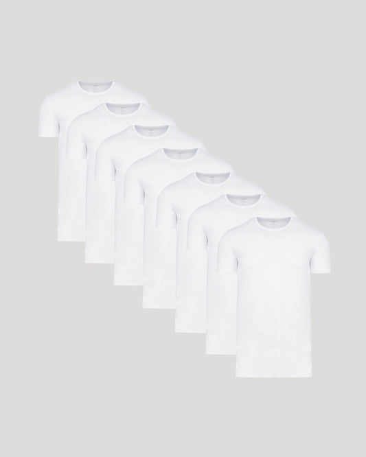 All White Classic Tall Pima Crew 7-Pack