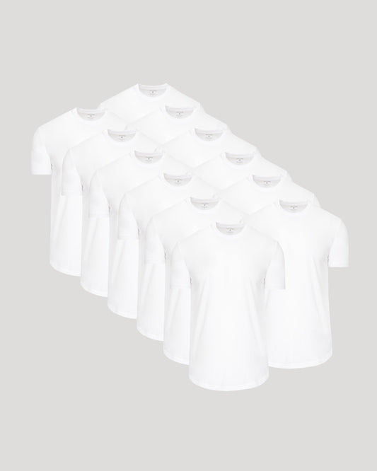 White Curved Hem Classic Crew Neck 12-Pack