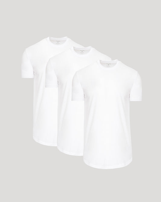 All White Short Sleeve Tall Curved Hem Crew 3-Pack