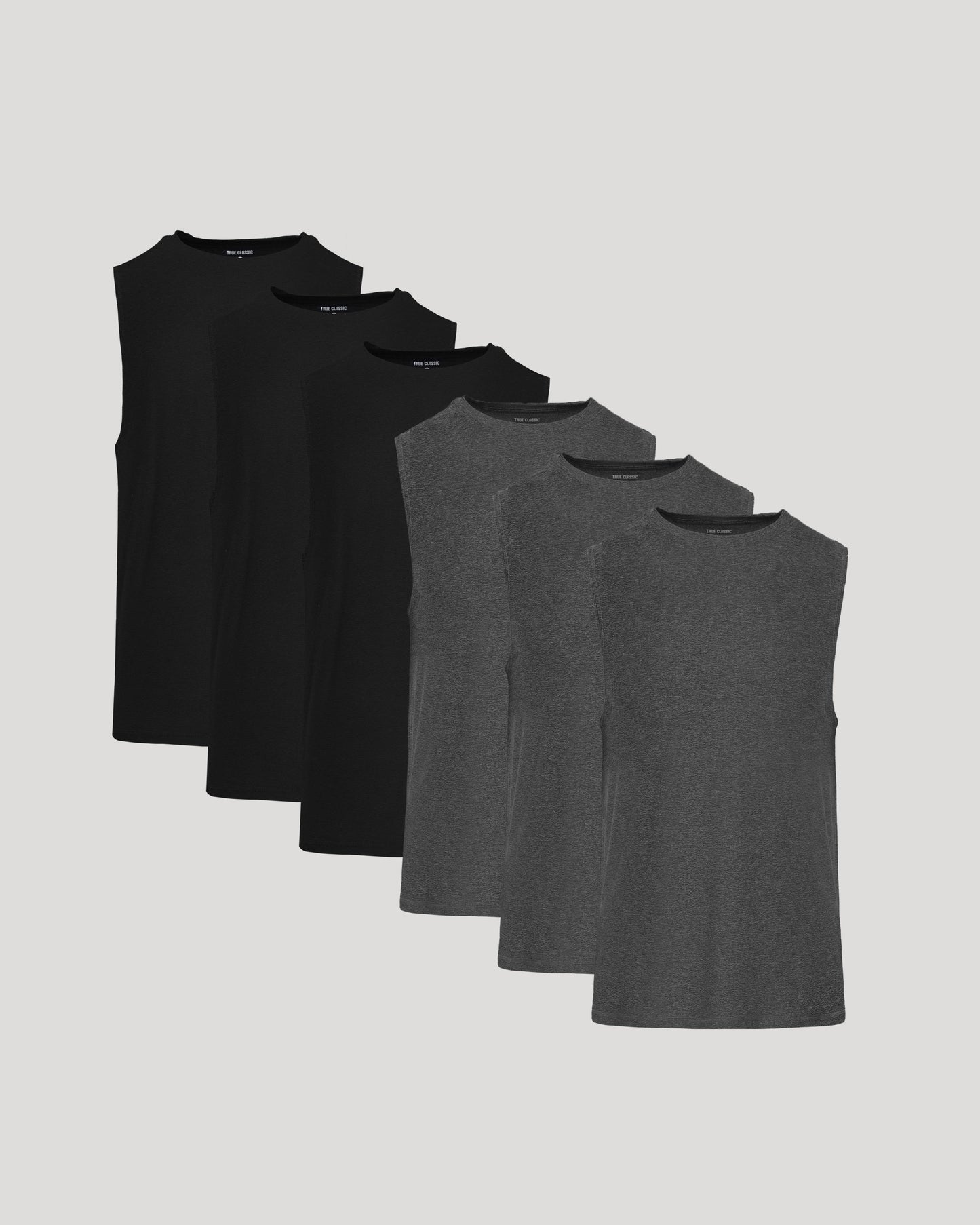 Black Gray Sleeveless Active Muscle Tee 6-Pack