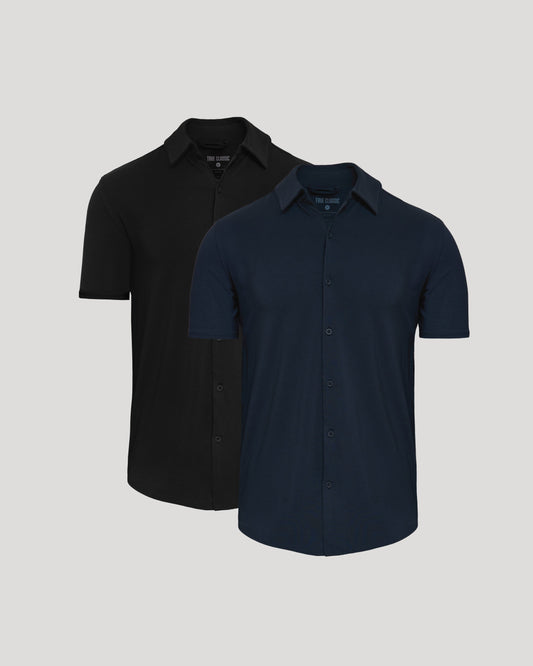 Black & Navy Short Sleeve Knit Shirt 2-Pack