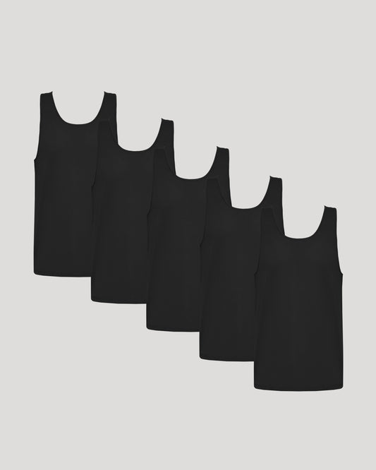 Black Sleeveless Active Mesh Tank 5-Pack