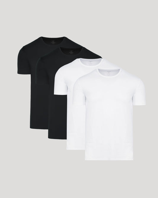 Black & White Pima Crew Neck 4-Pack