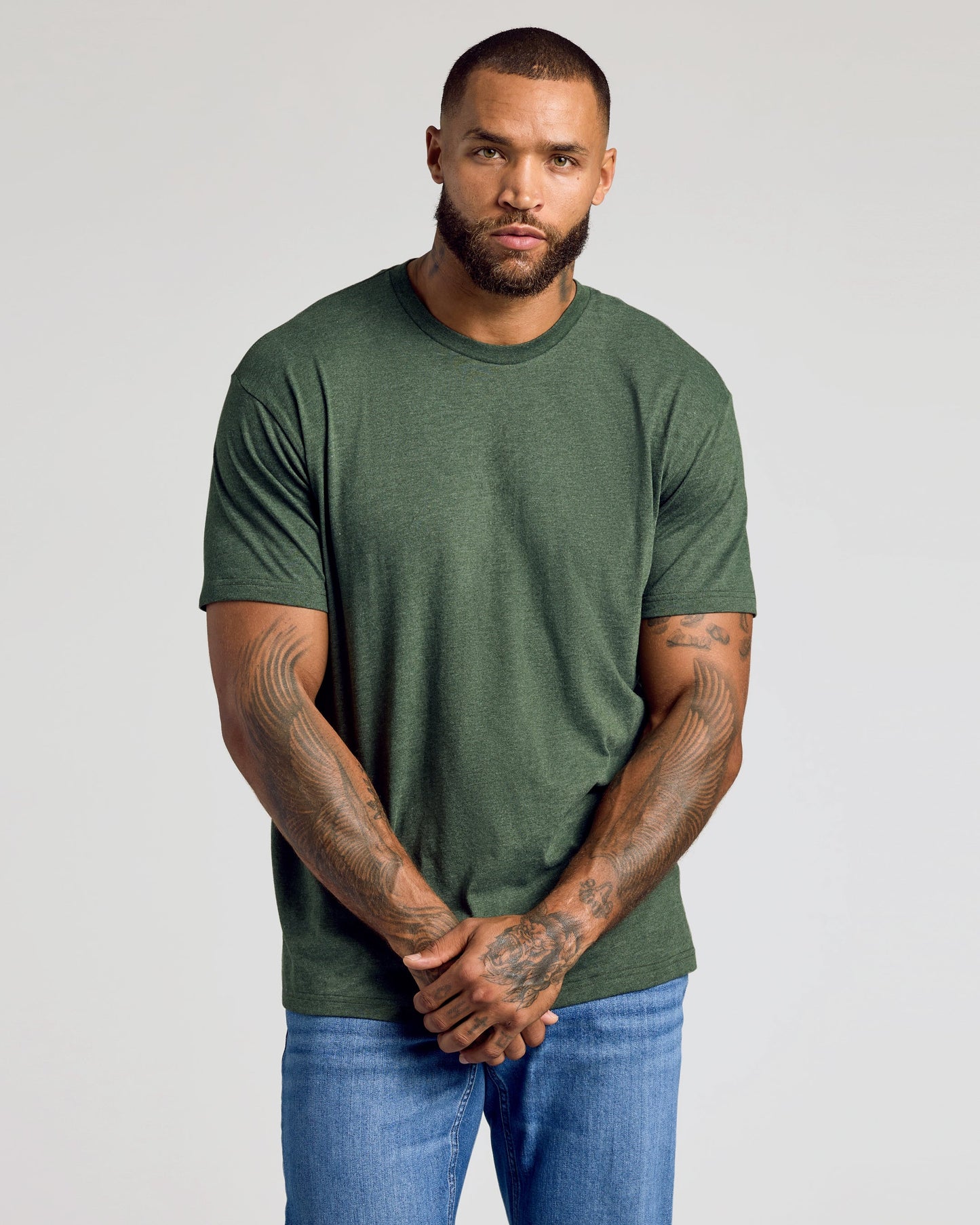 Dark Heather Olive Classic Crew Neck