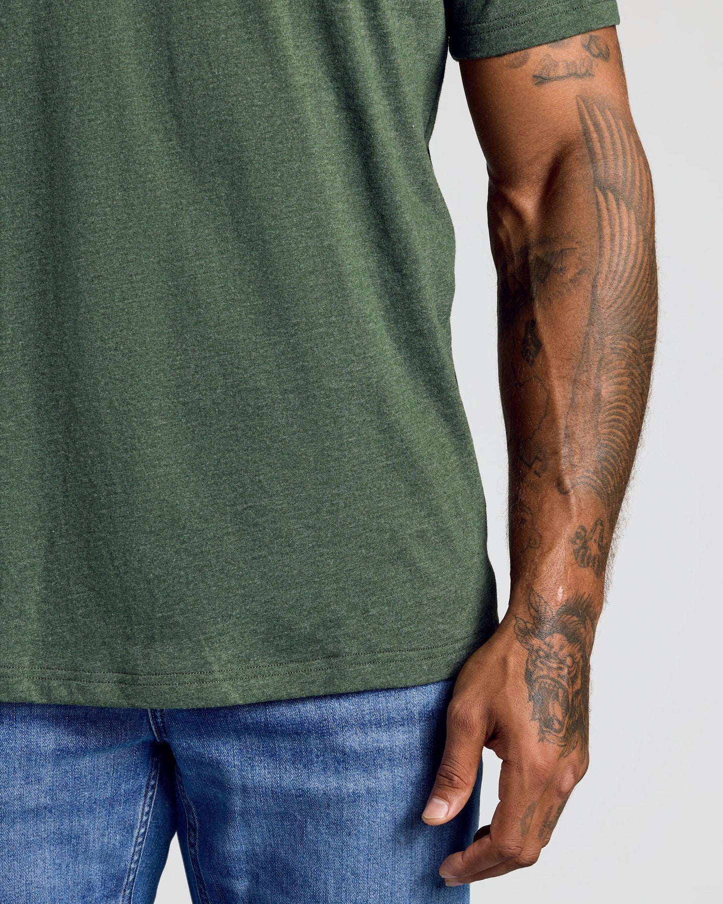 Dark Heather Olive Classic Crew Neck