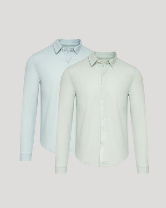 Glacier & Sprig Standard Long Sleeve Modern Knit Oxford 2-Pack