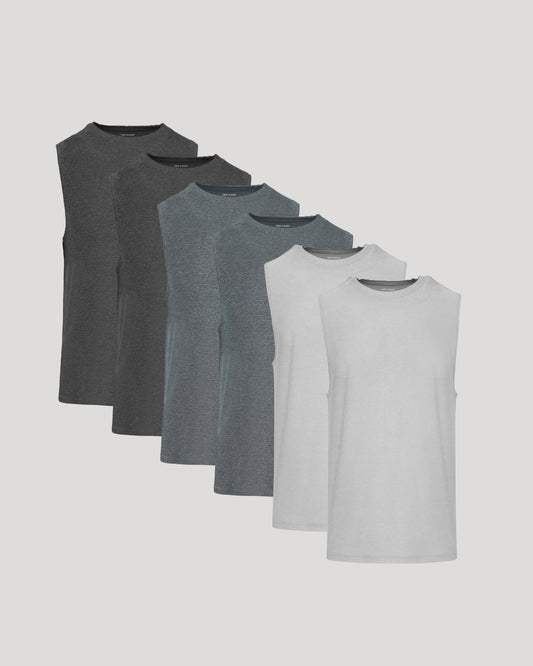 Heather Sleeveless Active Muscle Tee 6-Pack